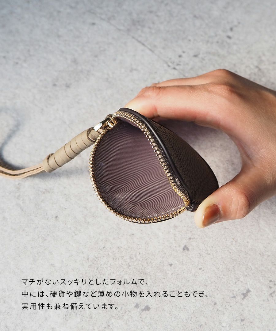 本革 丸型 バッグチャーム コインケース Marl マール