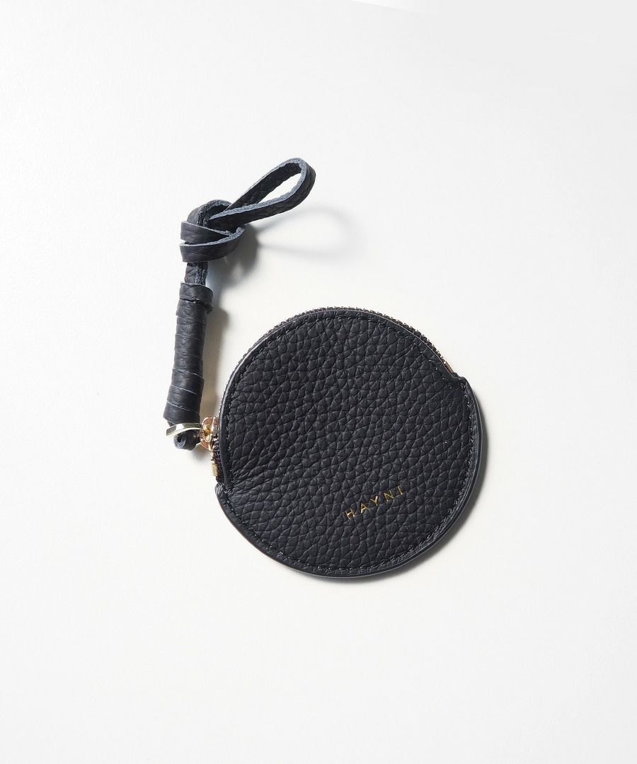 本革 丸型 バッグチャーム コインケース Marl マール ブラック