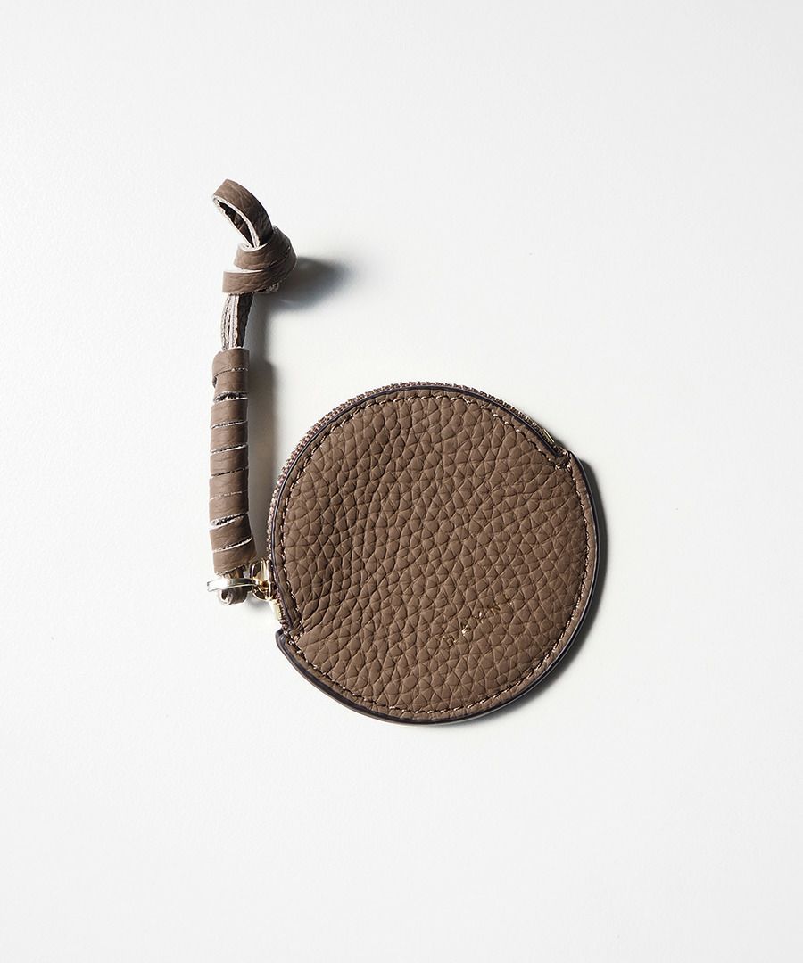 本革 丸型 バッグチャーム コインケース Marl マール ゾウグレー