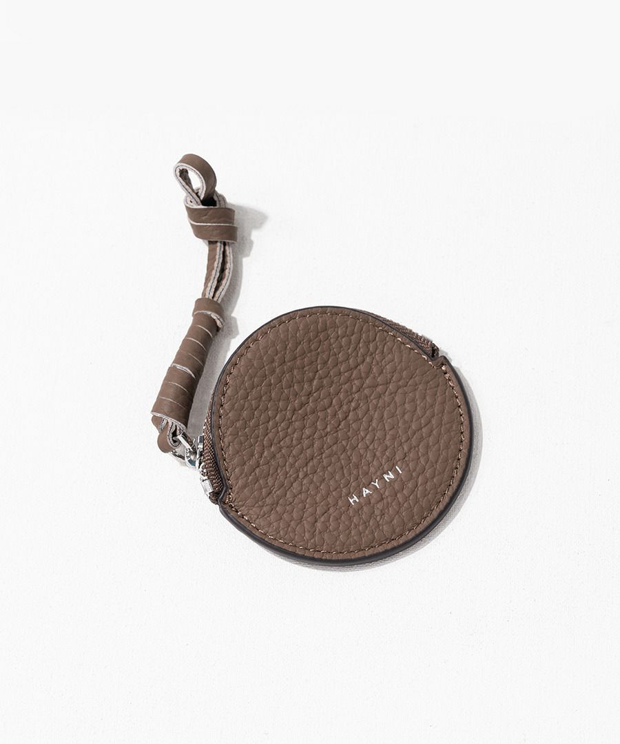 本革 丸型 バッグチャーム コインケース Marl マール グレージュ