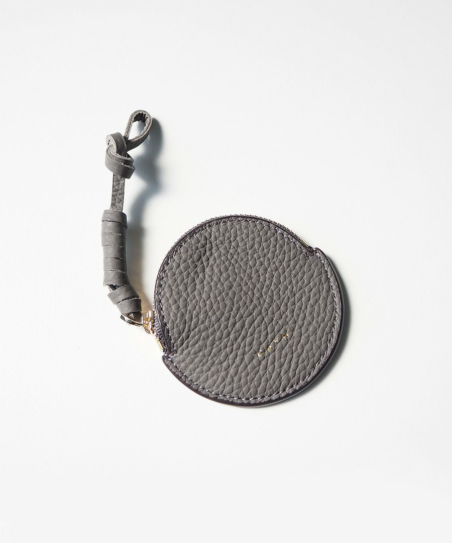 本革 丸型 バッグチャーム コインケース Marl マール グレージュ