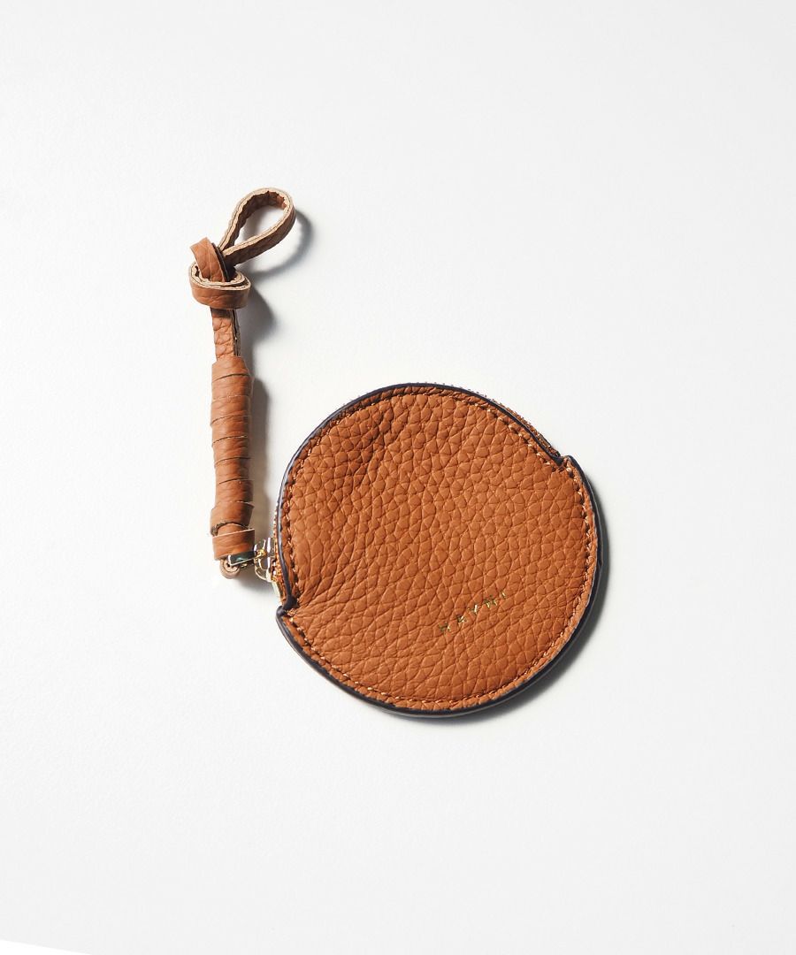 本革 丸型 バッグチャーム コインケース Marl マール グレージュ