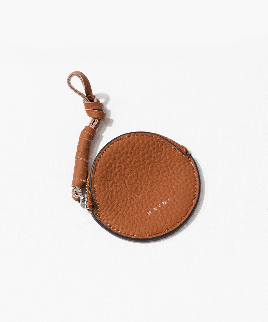 本革 丸型 バッグチャーム コインケース Marl マール グレージュ