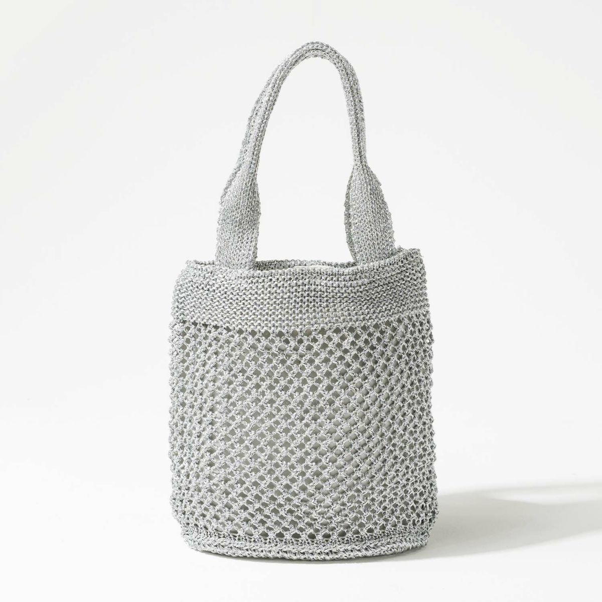 メタリックコード編みトートバッグ Lunemia ルナミア シルバー