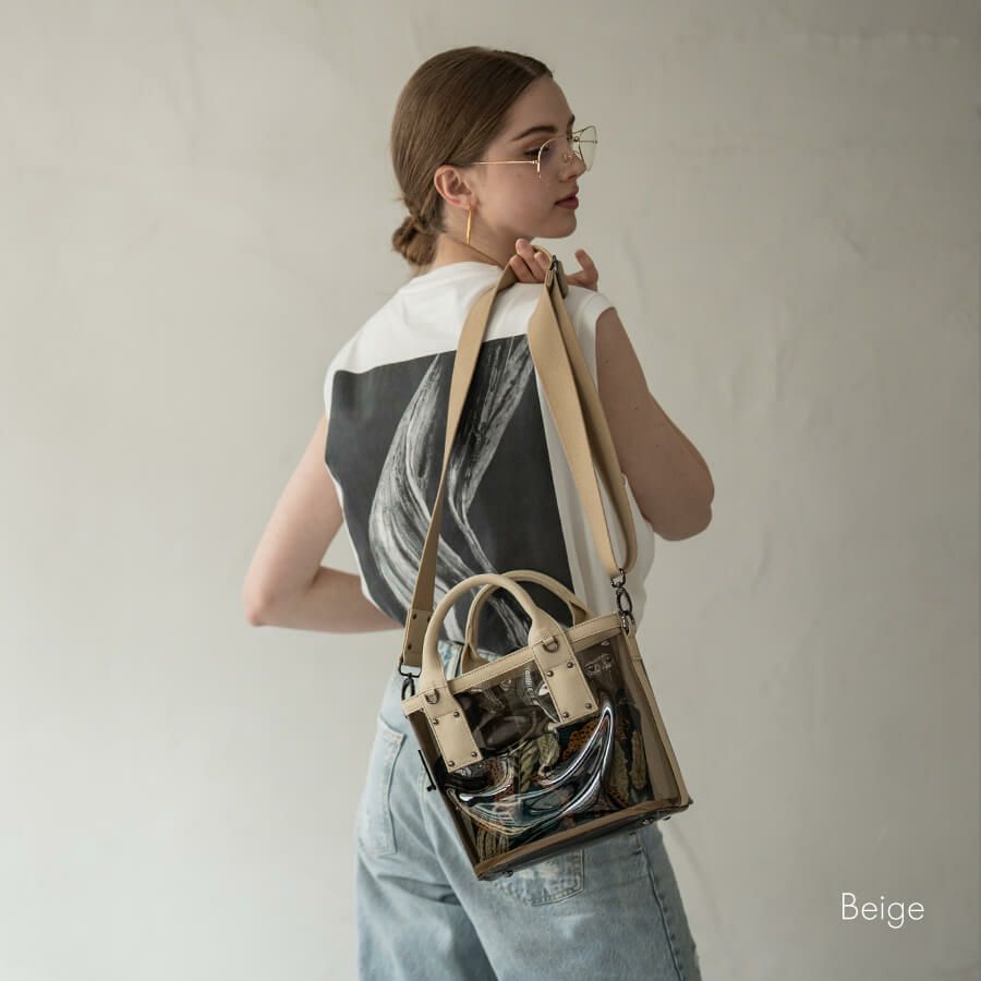 2wayクリアバッグ PVC ビニールバッグ Ganabie ガナビー Sサイズ