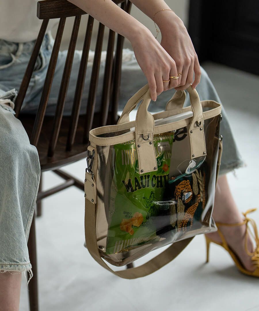 2wayクリアバッグ PVC ビニールバッグ Ganabie ガナビー Mサイズ【第2世代・在庫限り】