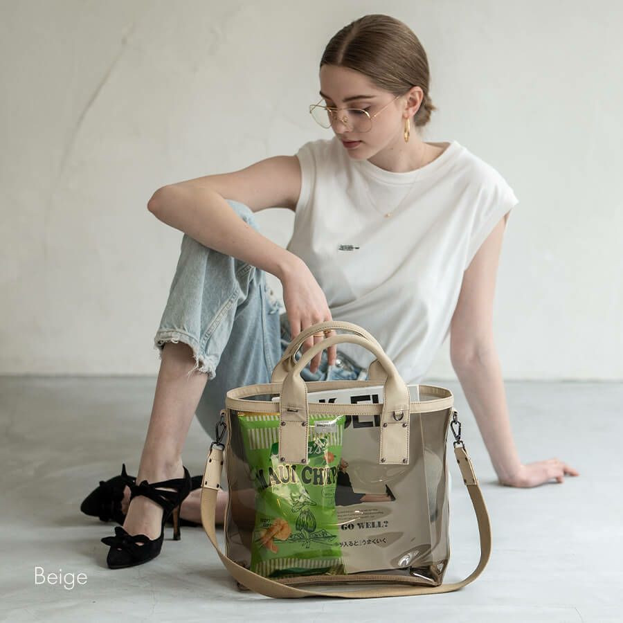 2wayクリアバッグ PVC ビニールバッグ Ganabie ガナビー Mサイズ【第2世代・在庫限り】