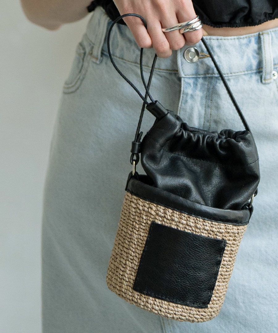 HAYNI別注 チェーンショルダー かごバッグ POMTATA ポンタタ ポケット付きかごバッグ