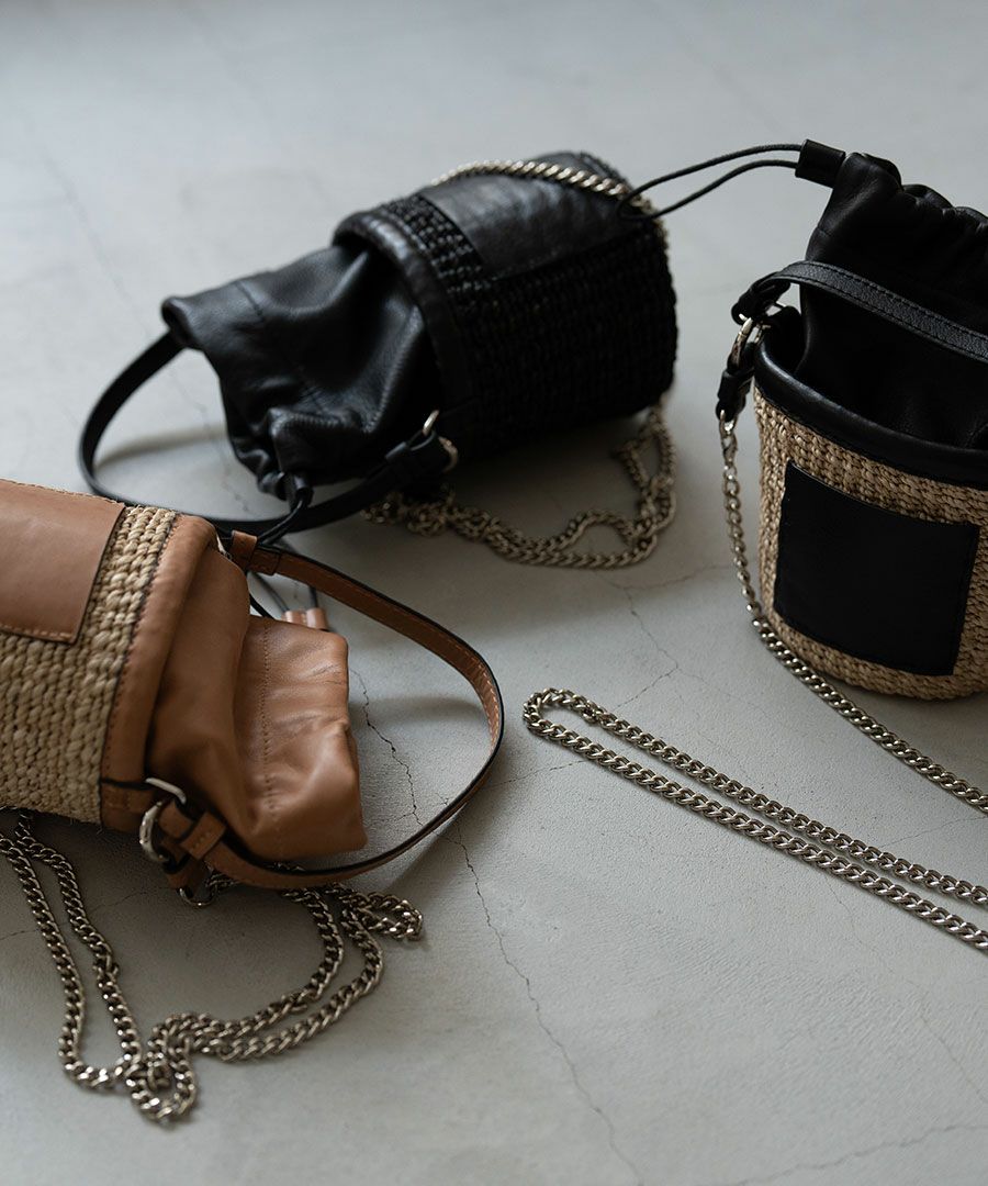 HAYNI別注 チェーンショルダー かごバッグ POMTATA ポンタタ ポケット付きかごバッグ