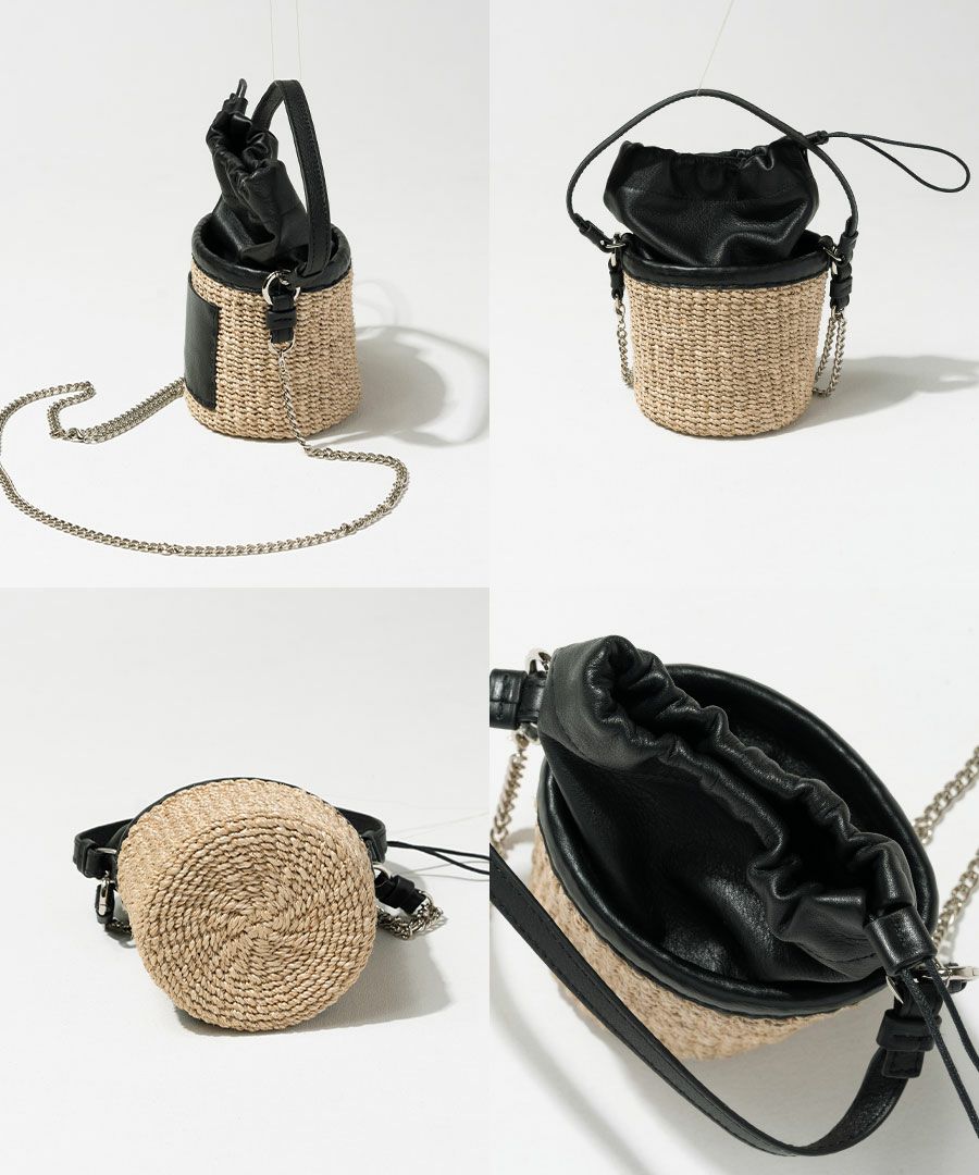 HAYNI別注 チェーンショルダー かごバッグ POMTATA ポンタタ ポケット付きかごバッグ