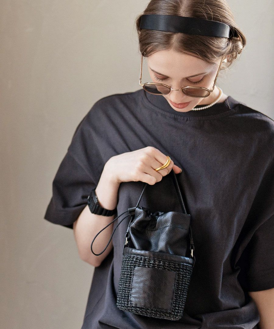 HAYNI別注 チェーンショルダー かごバッグ POMTATA ポンタタ ポケット付きかごバッグ