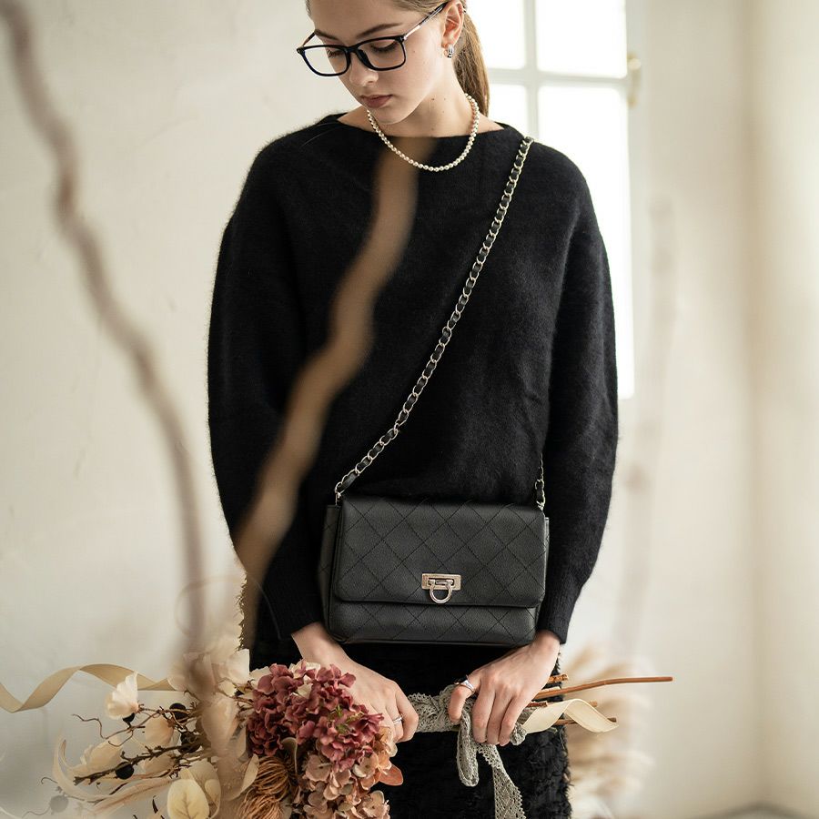 本革 チェーンバッグ ショルダー2種類付属 Baldone バルドーネ Mサイズ【第1世代・在庫限り】 ブラック