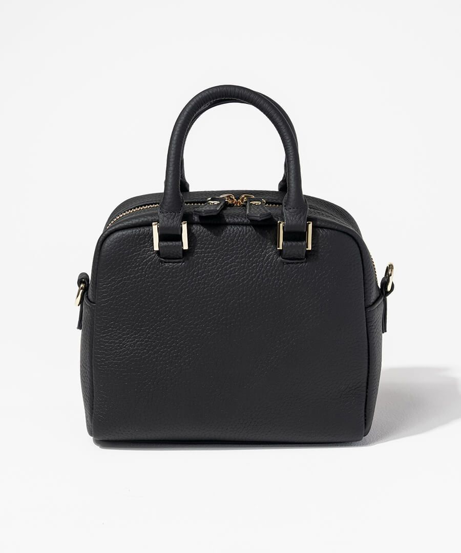 本革 2way スクエア ハンドバッグ ショルダーバッグ Carret カレ ブラック