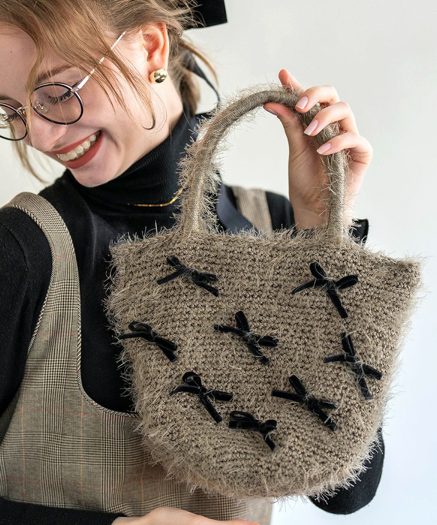 シャギー×リボン トートバッグ　Rubante ルバンテ