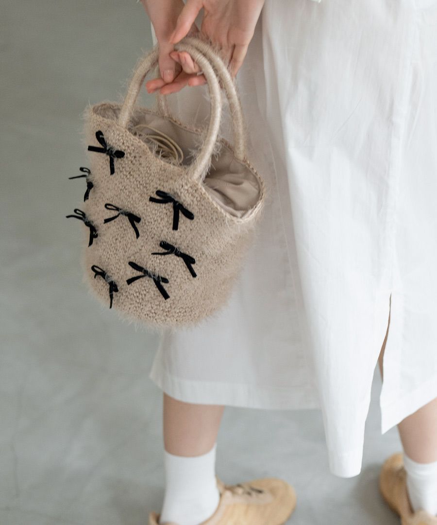 シャギー×リボン トートバッグ　Rubante ルバンテ