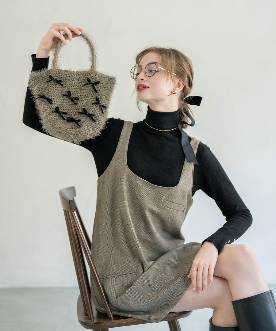 シャギー×リボン トートバッグ　Rubante ルバンテ