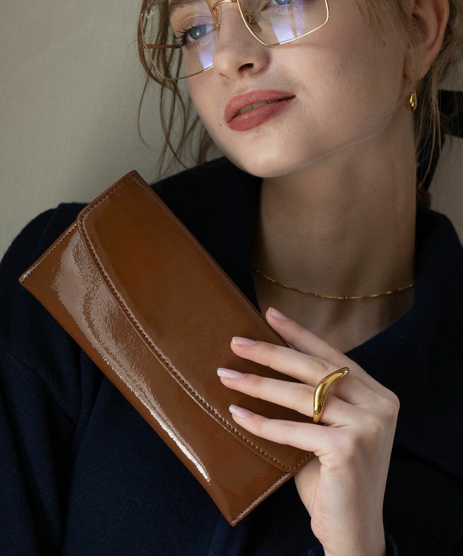 本革　エナメル 長財布 POMTATA ポンタタ ロングウォレット 長財布 エナメル