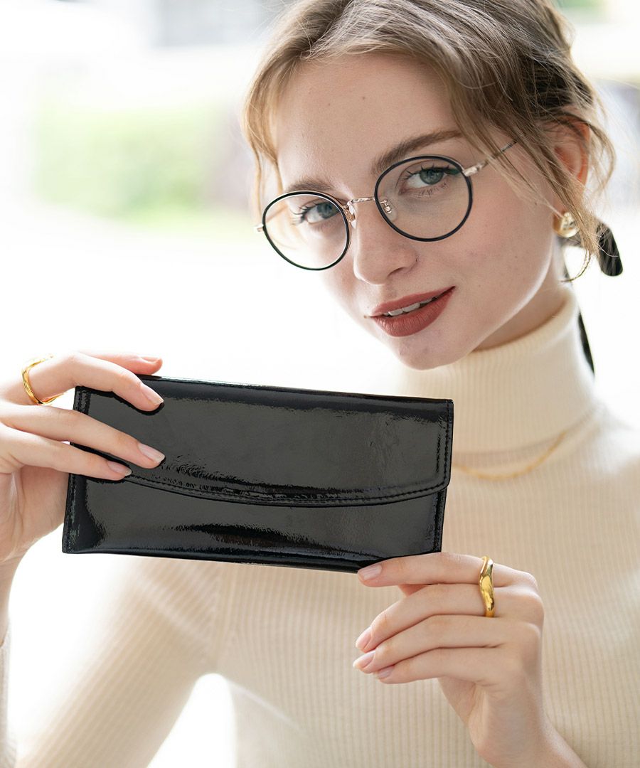 本革　エナメル 長財布 POMTATA ポンタタ ロングウォレット 長財布 エナメル