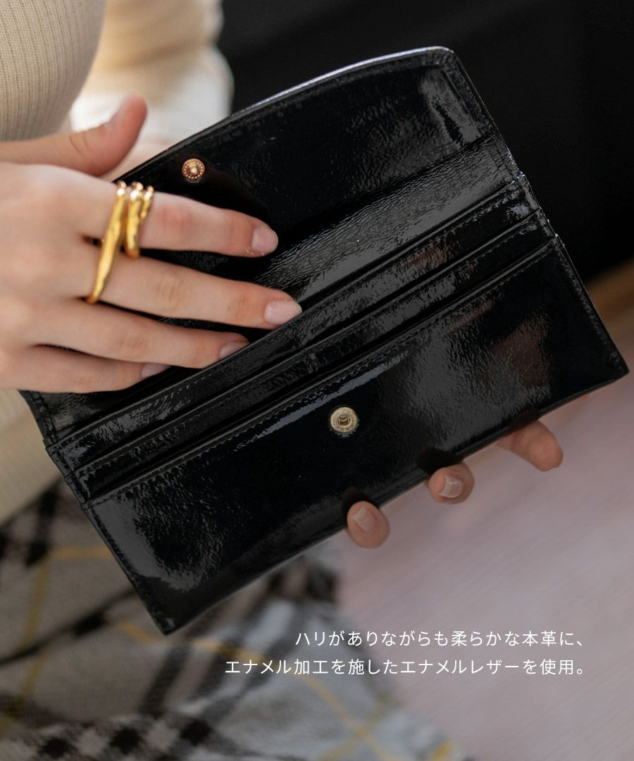 本革　エナメル 長財布 POMTATA ポンタタ ロングウォレット 長財布 エナメル