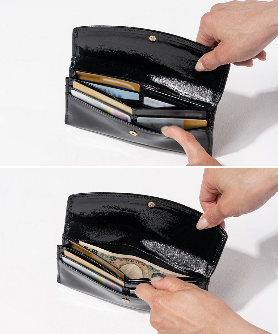 本革　エナメル 長財布 POMTATA ポンタタ ロングウォレット 長財布 エナメル