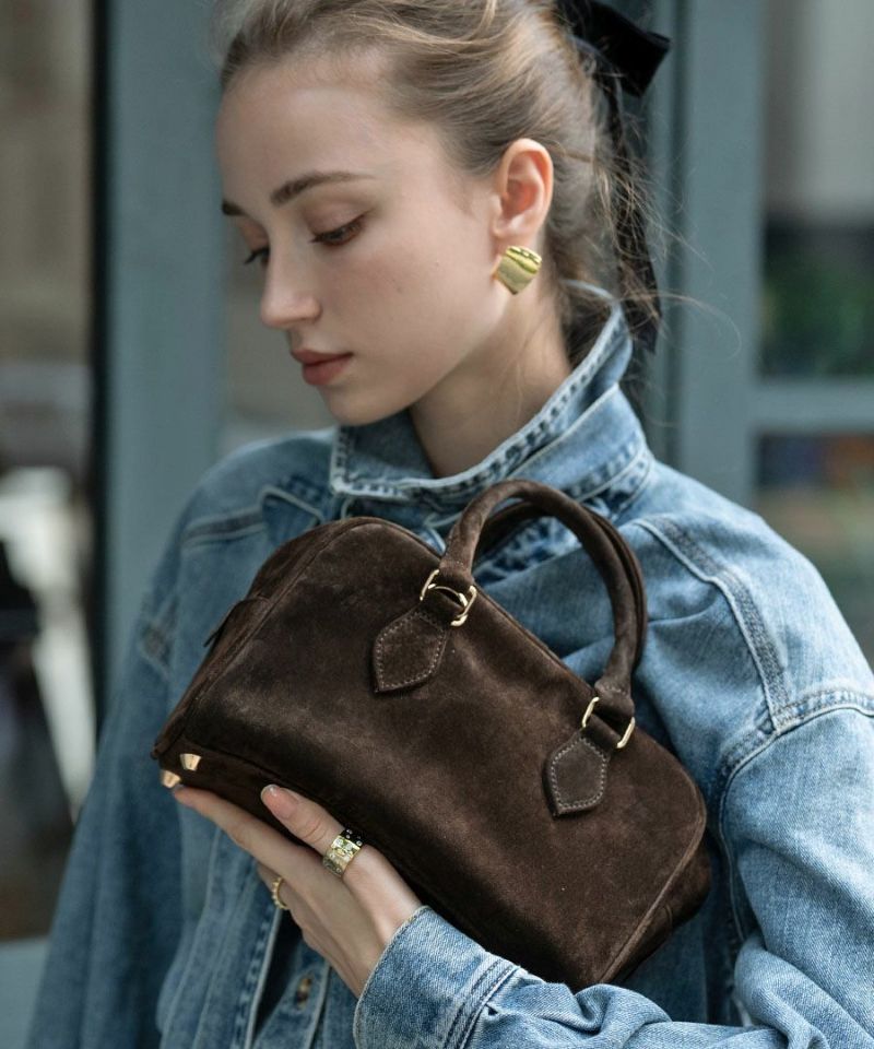 本革 スエード ミニボストンバッグ Baby Donusa ベイビードヌサ