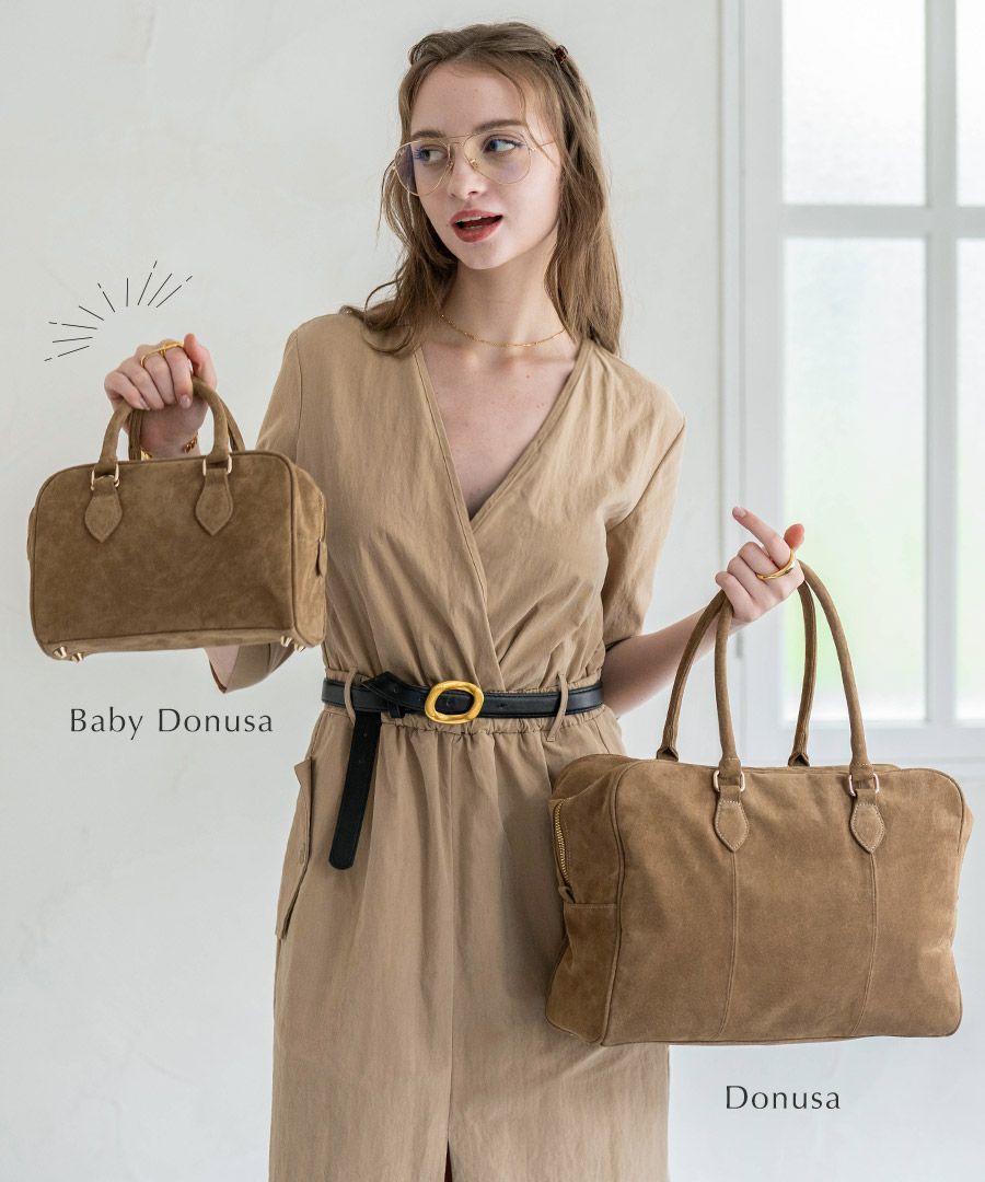 本革 スエード ミニボストンバッグ Baby Donusa ベイビードヌサ