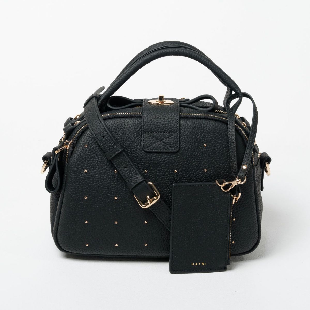 本革 2way ショルダーバッグ Nene Loche Dot ネネロシェ ドット ブラック(ゴールド金具)