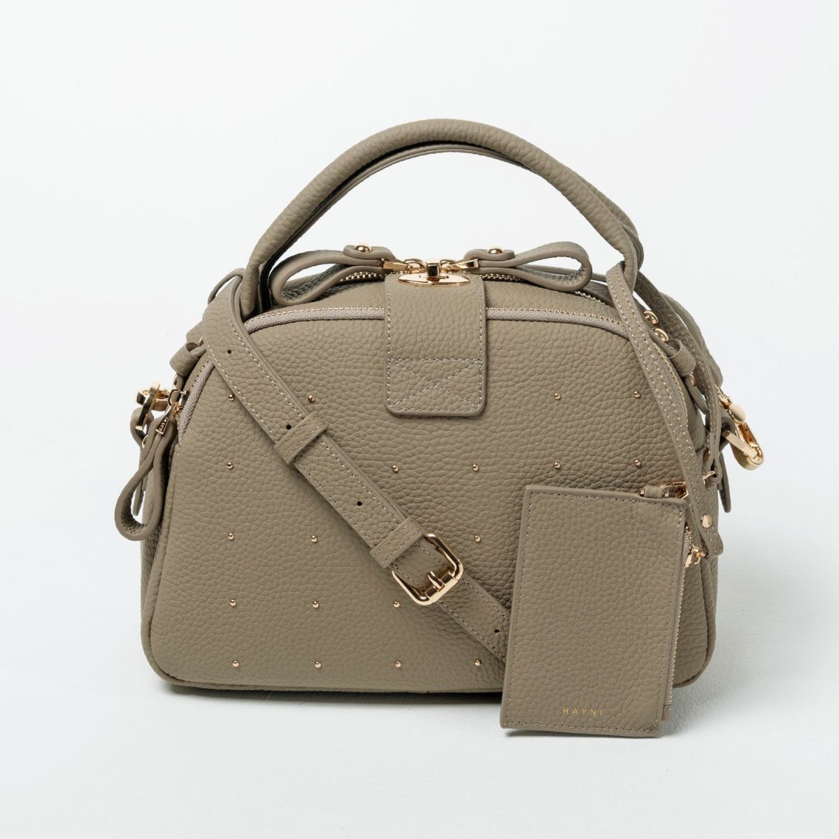 本革 2way ショルダーバッグ Nene Loche Dot ネネロシェ ドット グレージュ(ゴールド金具)